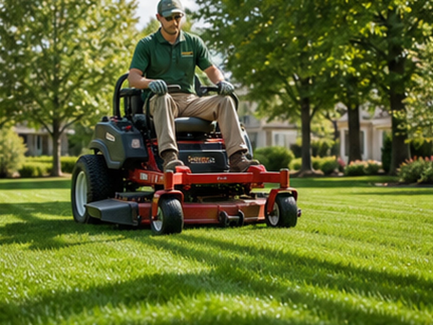 Freshly maintained residential lawn