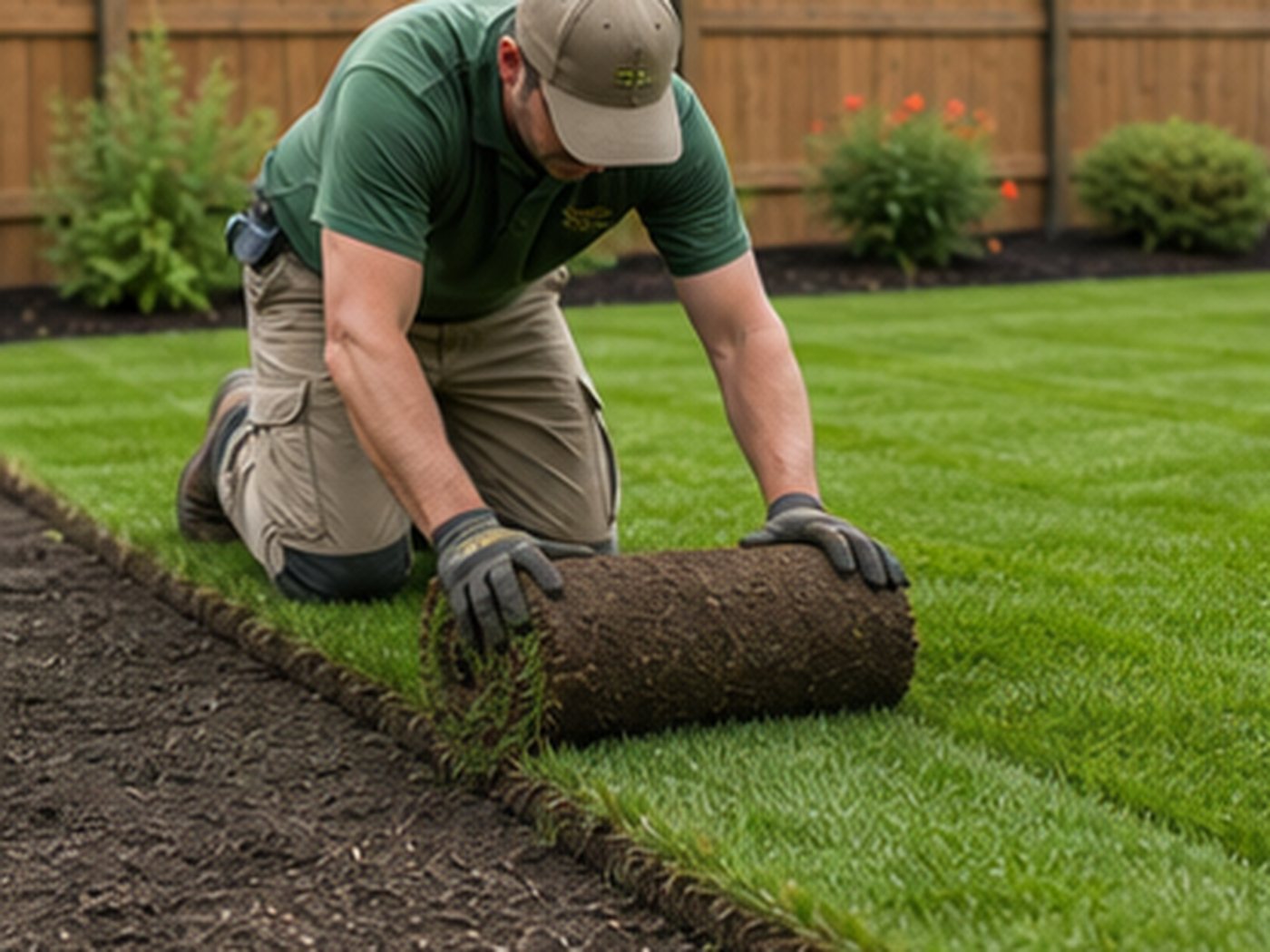 Fresh mulch and healthy plants in a landscaped bed
