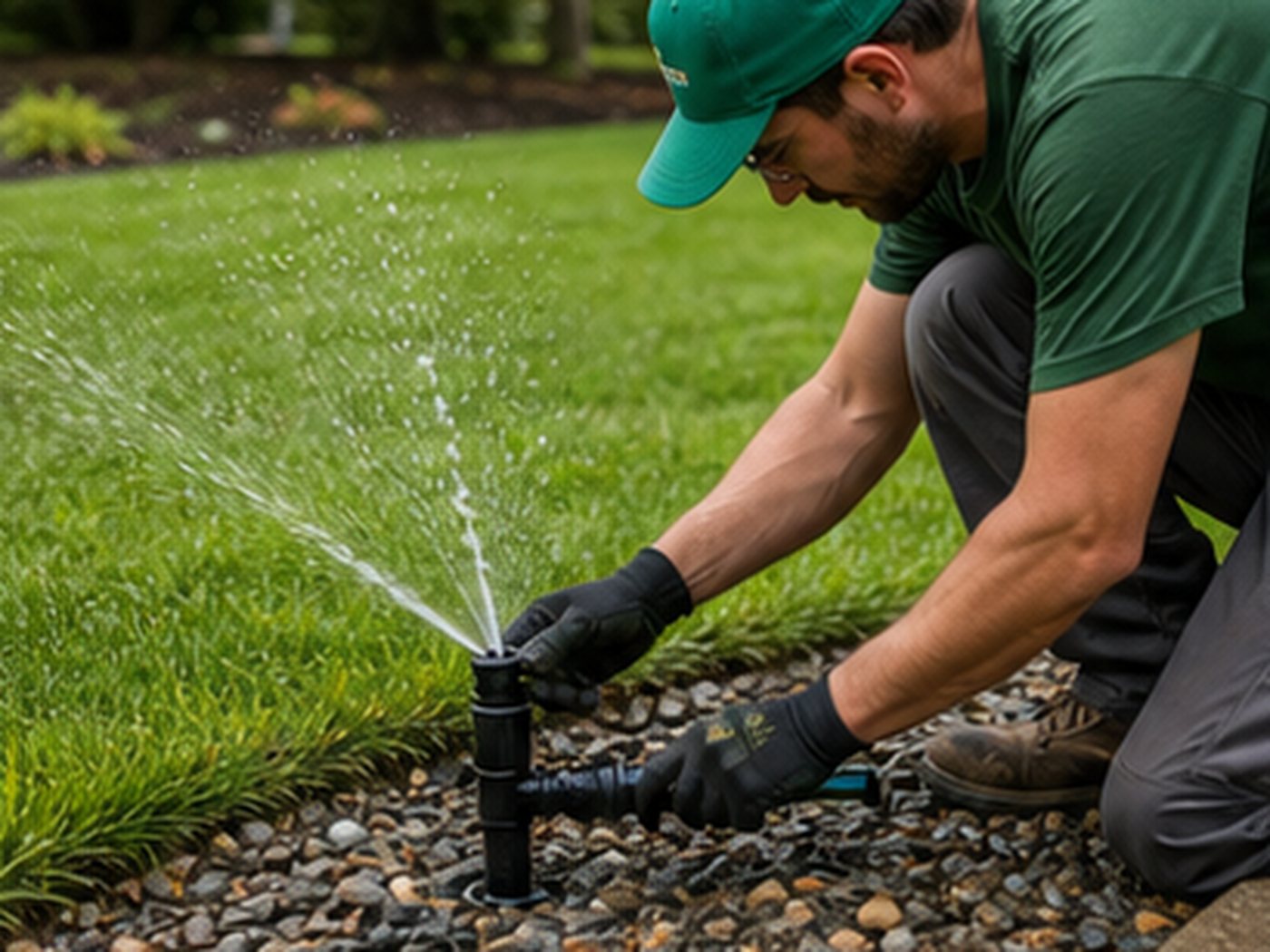 Fresh sod installation in a residential yard