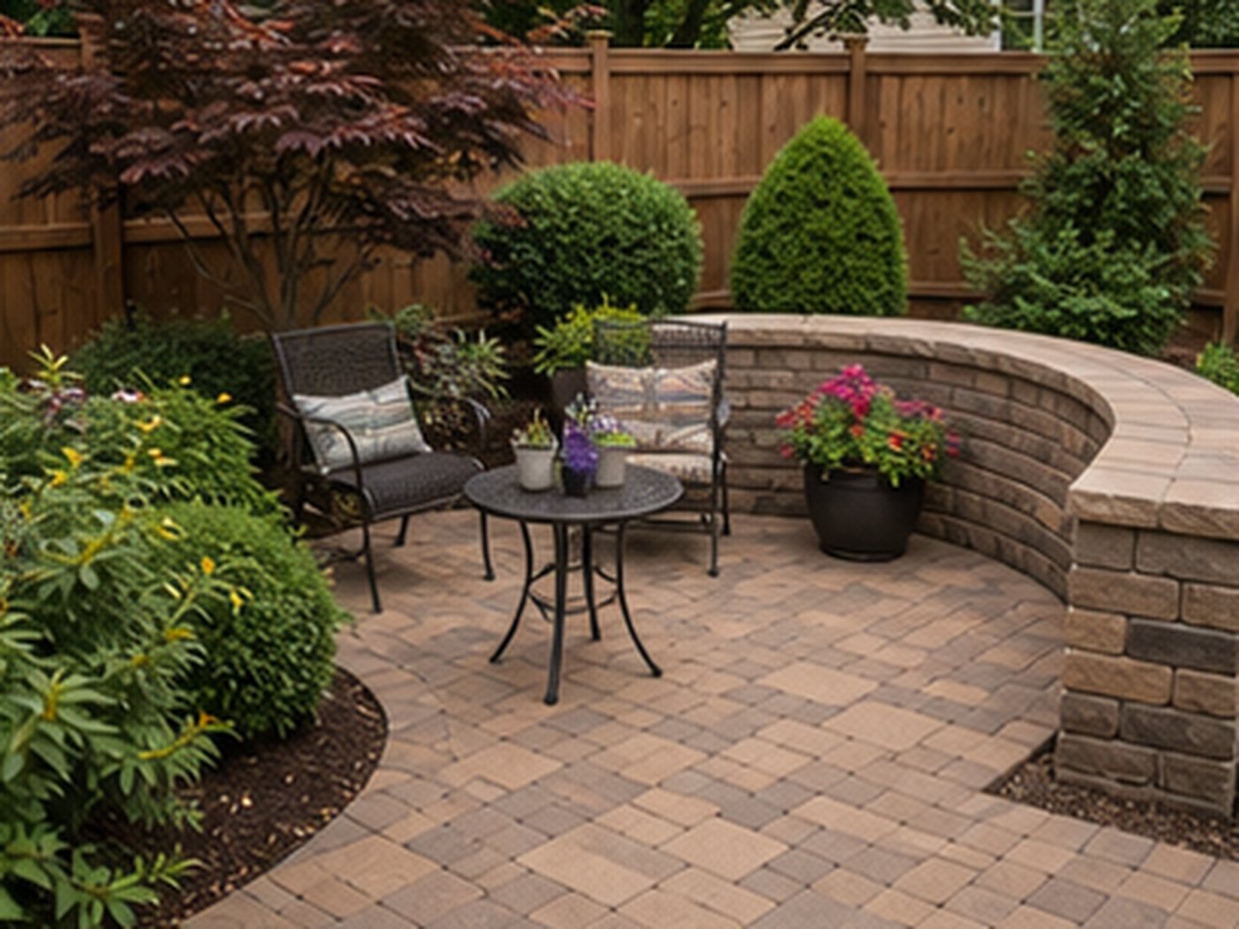 Commercial landscaping bed with clean plants and mulch